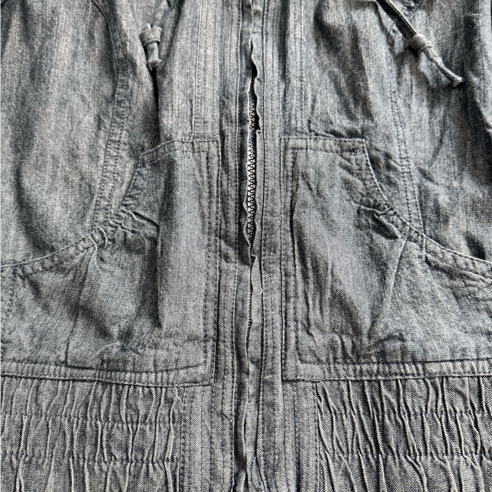 Urban Heritage Dark Blue Hooded Jean Jacket with 3/4 length Sleeves - Picture 2 of 7